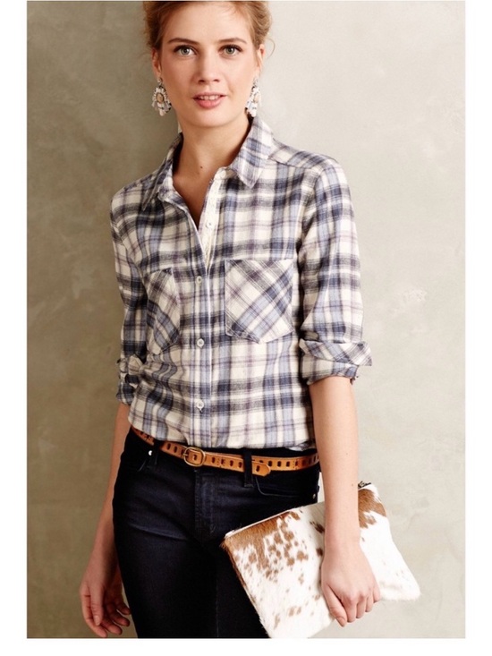 Anthropologie Tops - Anthropologie Holding Horses Blue and White Willow Ridge Plaid Button-Down Shirt